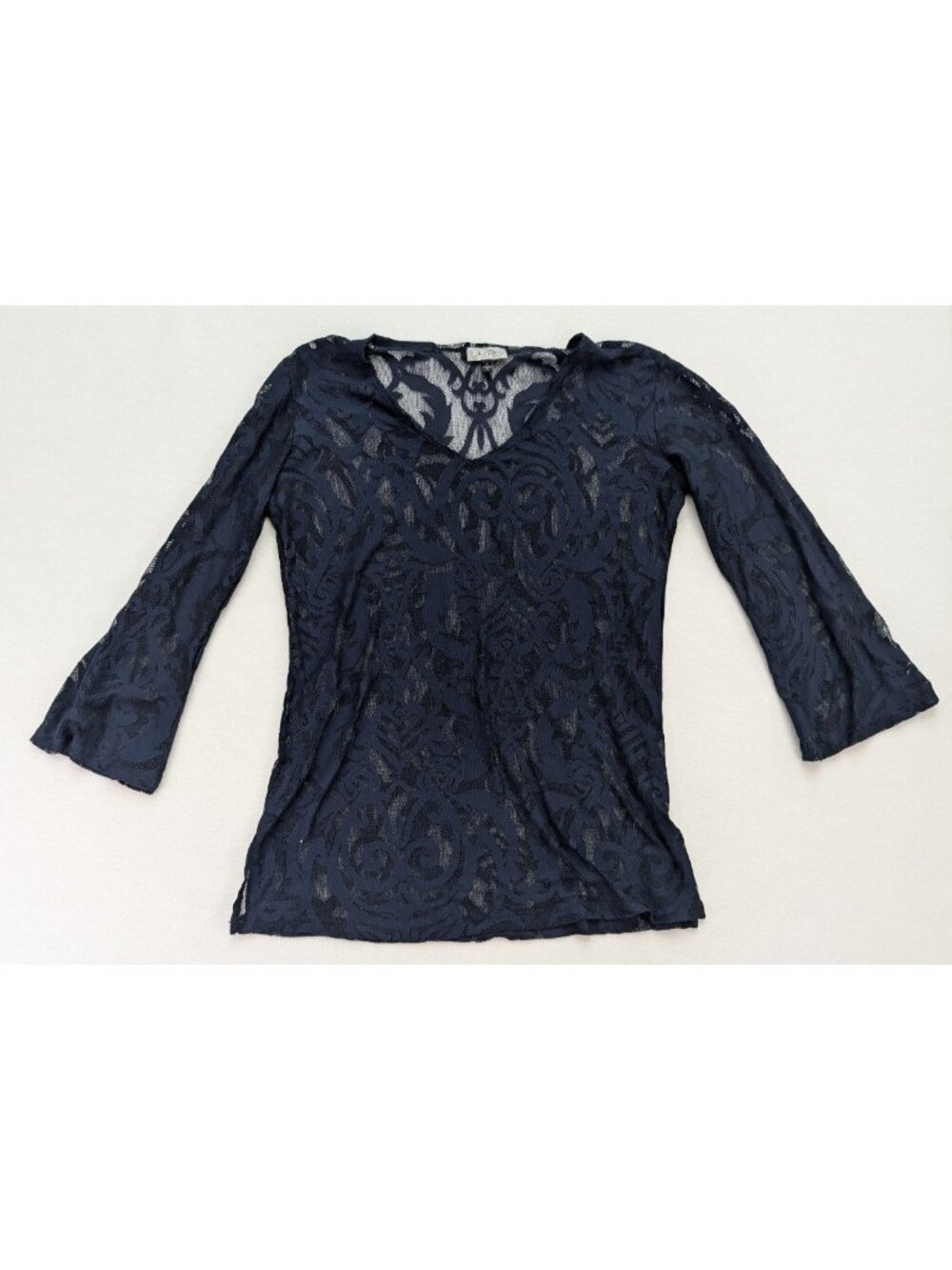 J Valdi Women's Swim Cover-up Size M Blue Lace Sheer Bell Sleeves